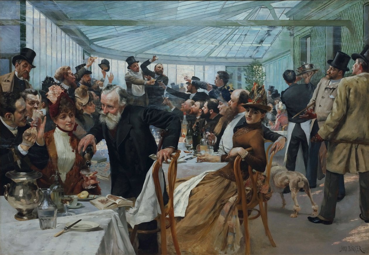 Oběd skandinávského umělce v Cafe Ledoyen v den lakování, 1886 od Hugo Birger