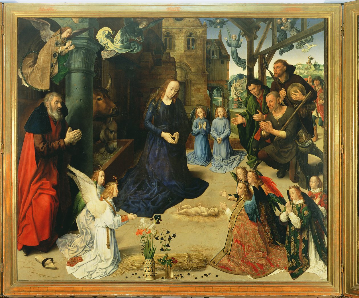 Kristus Dítě zbožňované anděly, Centrální panel oltáře Portinari, c.1479 od Hugo van der Goes
