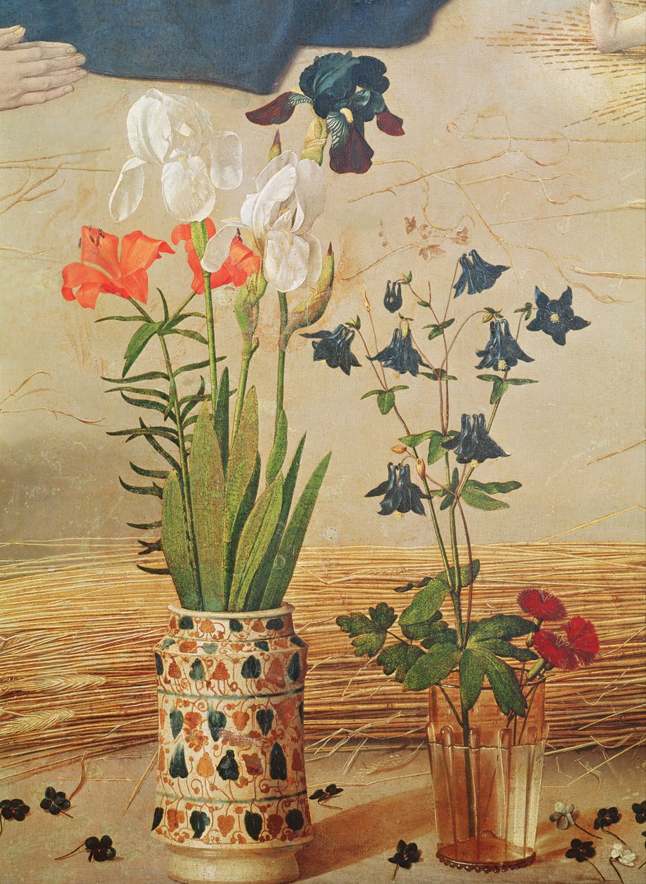 Detail květiny, z centrálního panelu oltáře Portinari, c.1479 od Hugo van der Goes