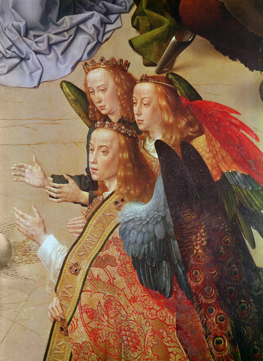 Oltář Portinari, centrální panel (detail andělů na pravé straně), kolem 1479 od Hugo van der Goes
