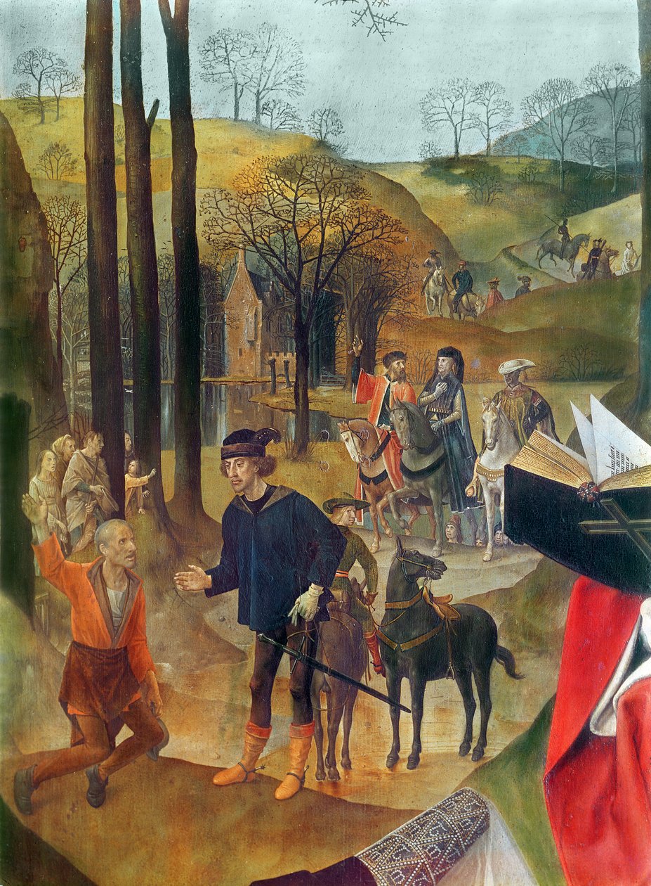 Portinari Altarpiece, pravý panel detail příchodu mágů, c.1479 olej na panelu od Hugo van der Goes