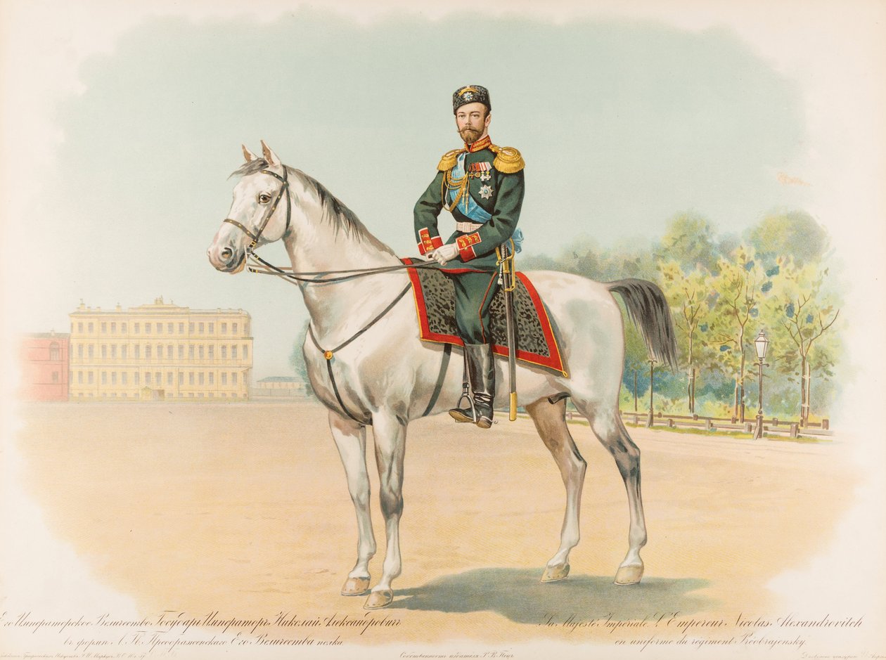 Jezdecký portrét ruského krále Mikuláše II. od Hugo Karlovich Bakmanson
