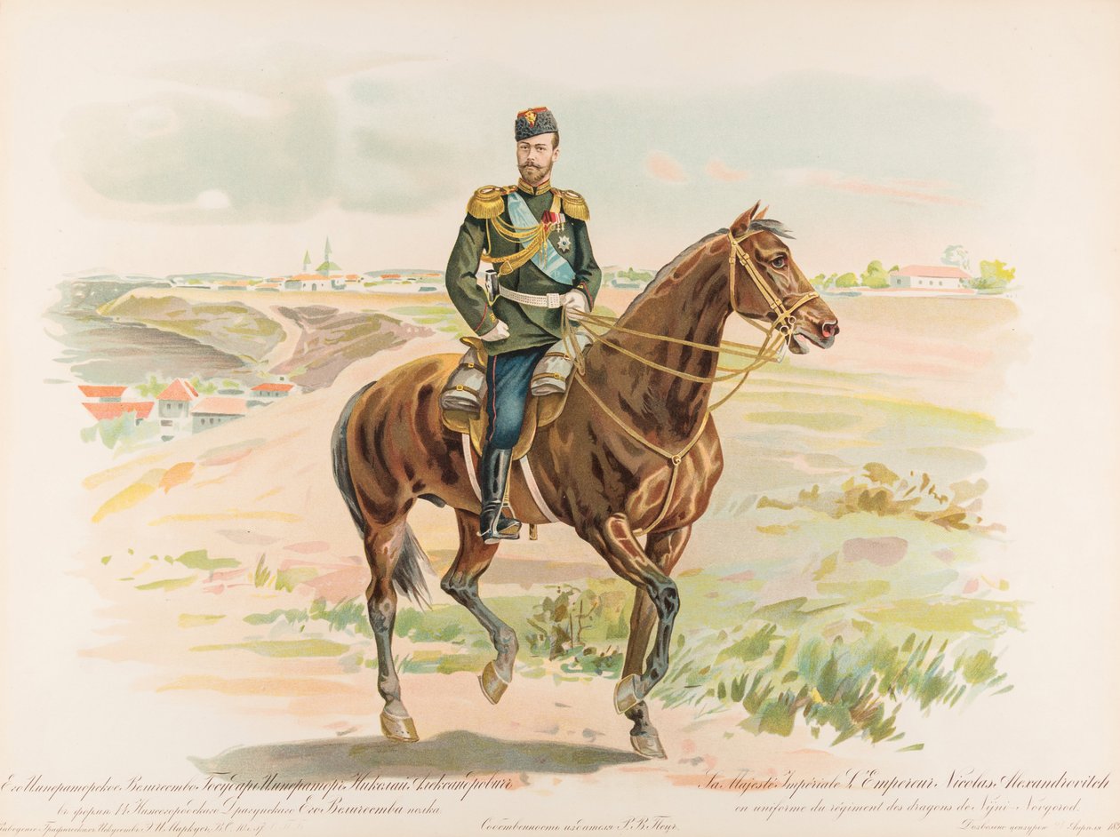 Jezdecký portrét ruského krále Mikuláše II. od Hugo Karlovich Bakmanson