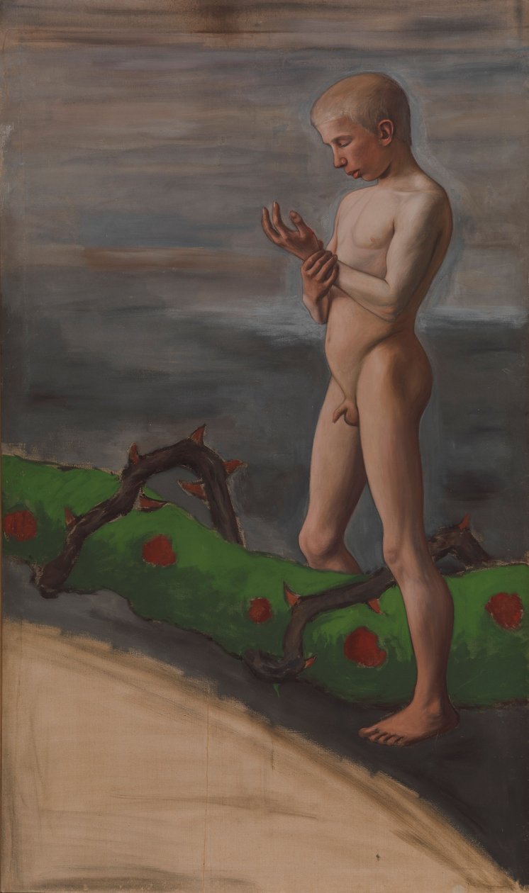 Chlapec nesoucí věnec života od Hugo Simberg