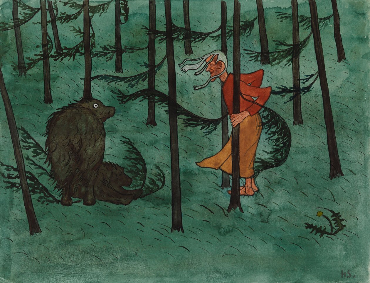 Strach v lese od Hugo Simberg