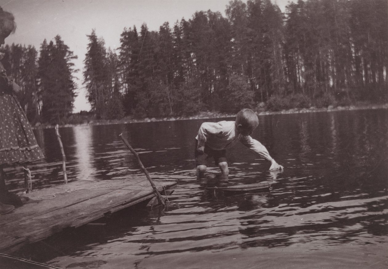 Děti plující na lodi na Niemenlautě od Hugo Simberg