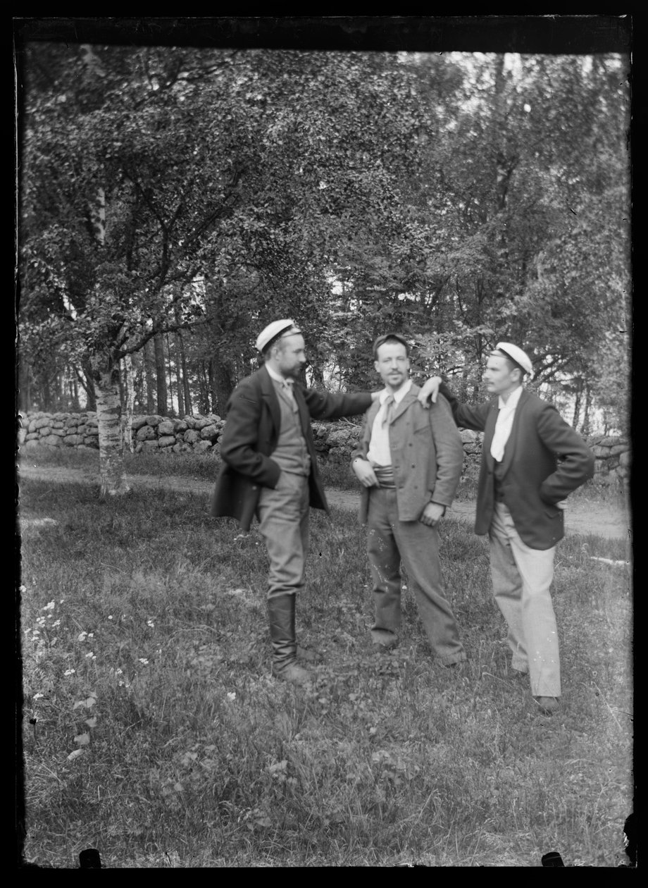 Paul a Hugo Simbergovi a Einar Relander v parku Niemenlautka od Hugo Simberg