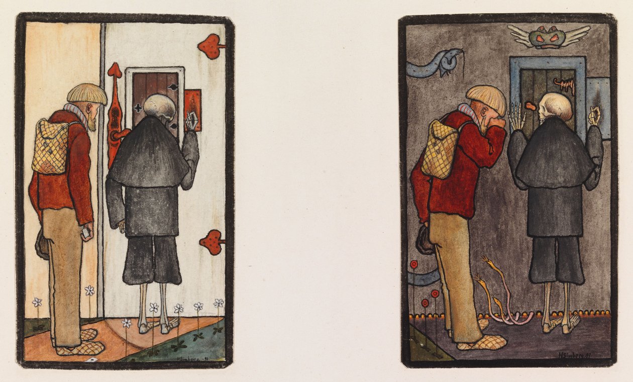 Sedlák a smrt u bran nebe a pekla od Hugo Simberg