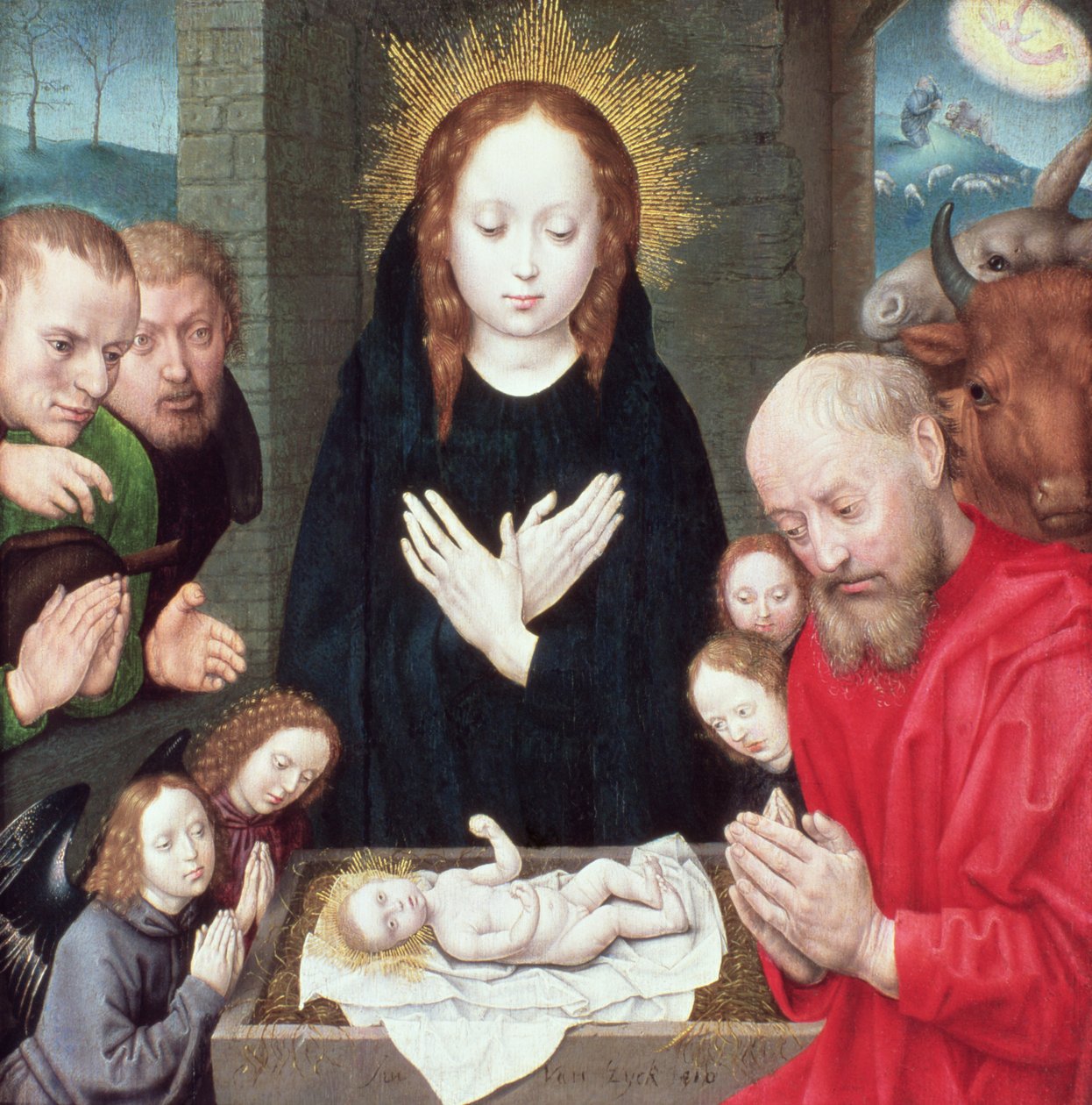 Klanění pastýřů (tempera na panelu) od Hugo van der Goes