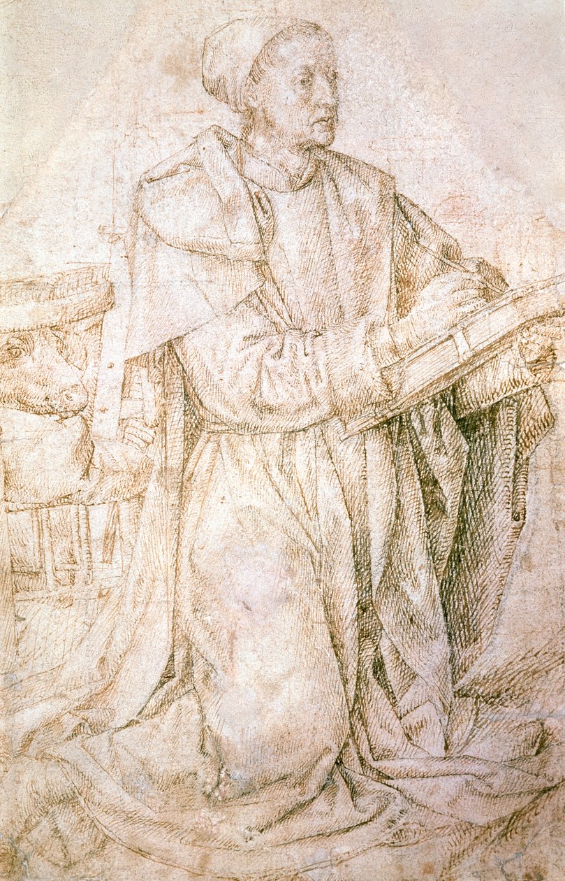 Studie pro svatého Lukáše, Hugo van der Goes (1440-1482), kresba od Hugo van der Goes