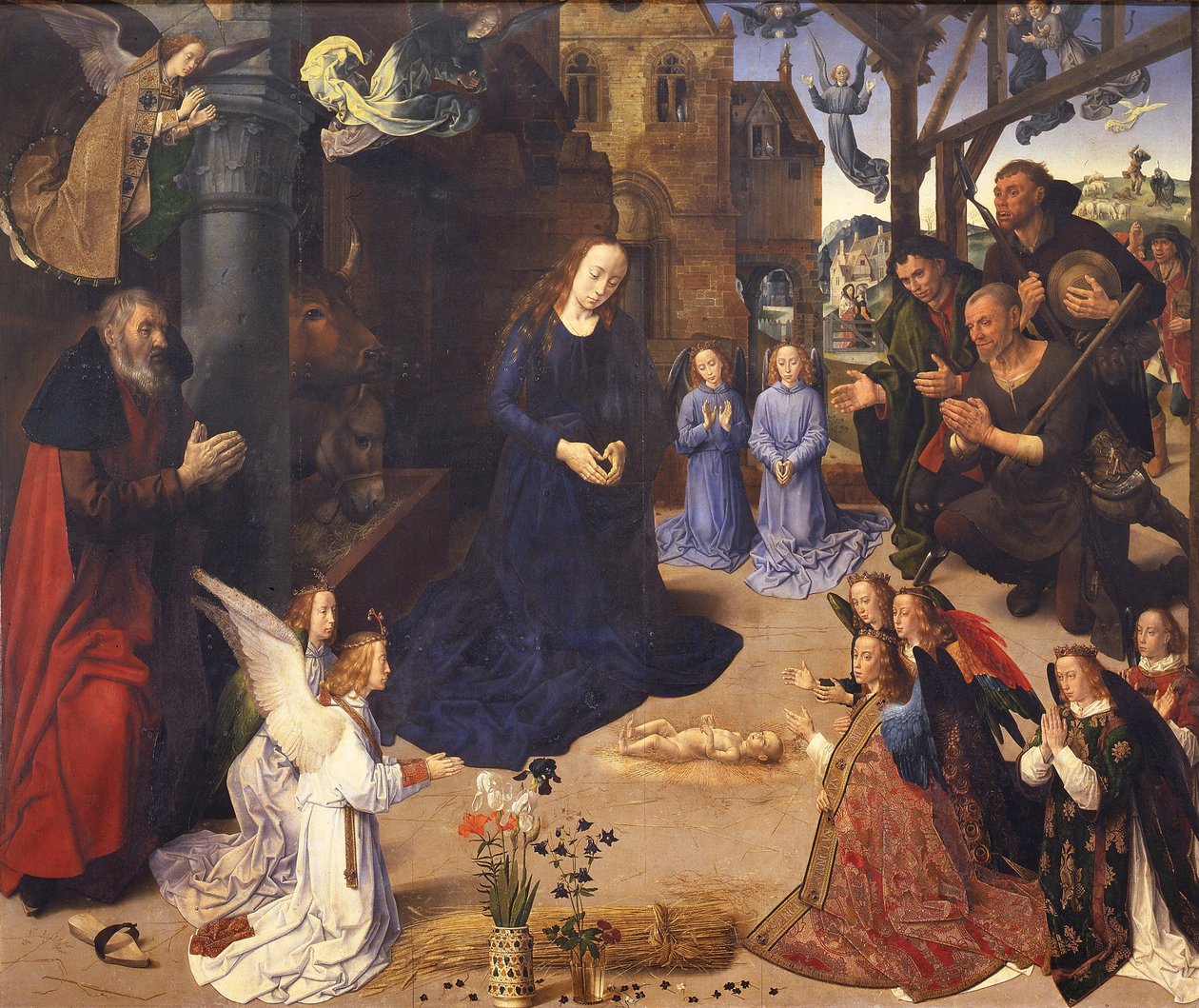 Klanění pastýřů Triptych Portinari, asi 1478 od Hugo van der Goes