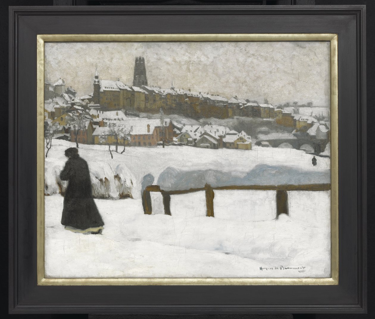 Freiburg ve sněhu, kolem roku 1920 (olej na plátně) od Hugues de Beaumont