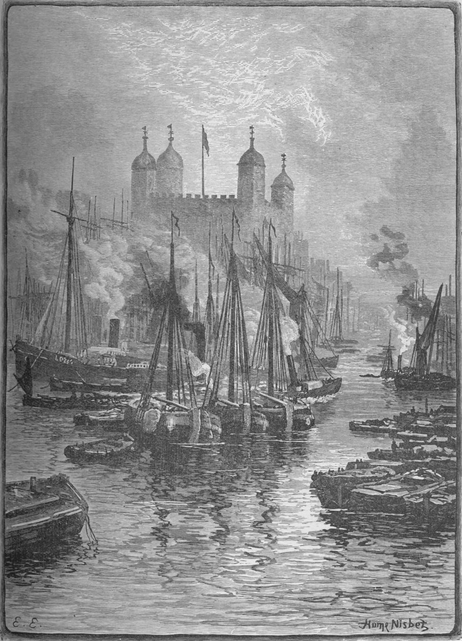 Pohled na Tower z London Bridge, 1890 od Hume Nisbet