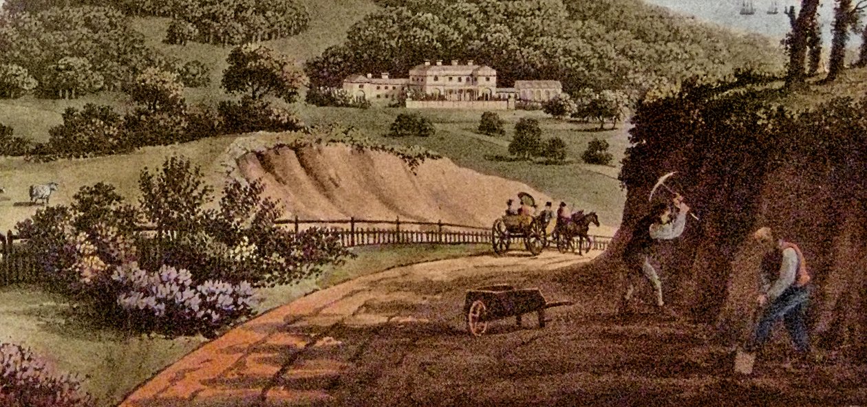 Detail pohledu na Sherringham Bower, Norfolk: Abbot Upcher, c.1812 wc na papíře od Humphry Repton
