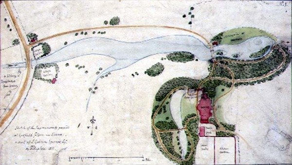 Plán zahrady pro Gosfield Place, Essex od Humphry Repton