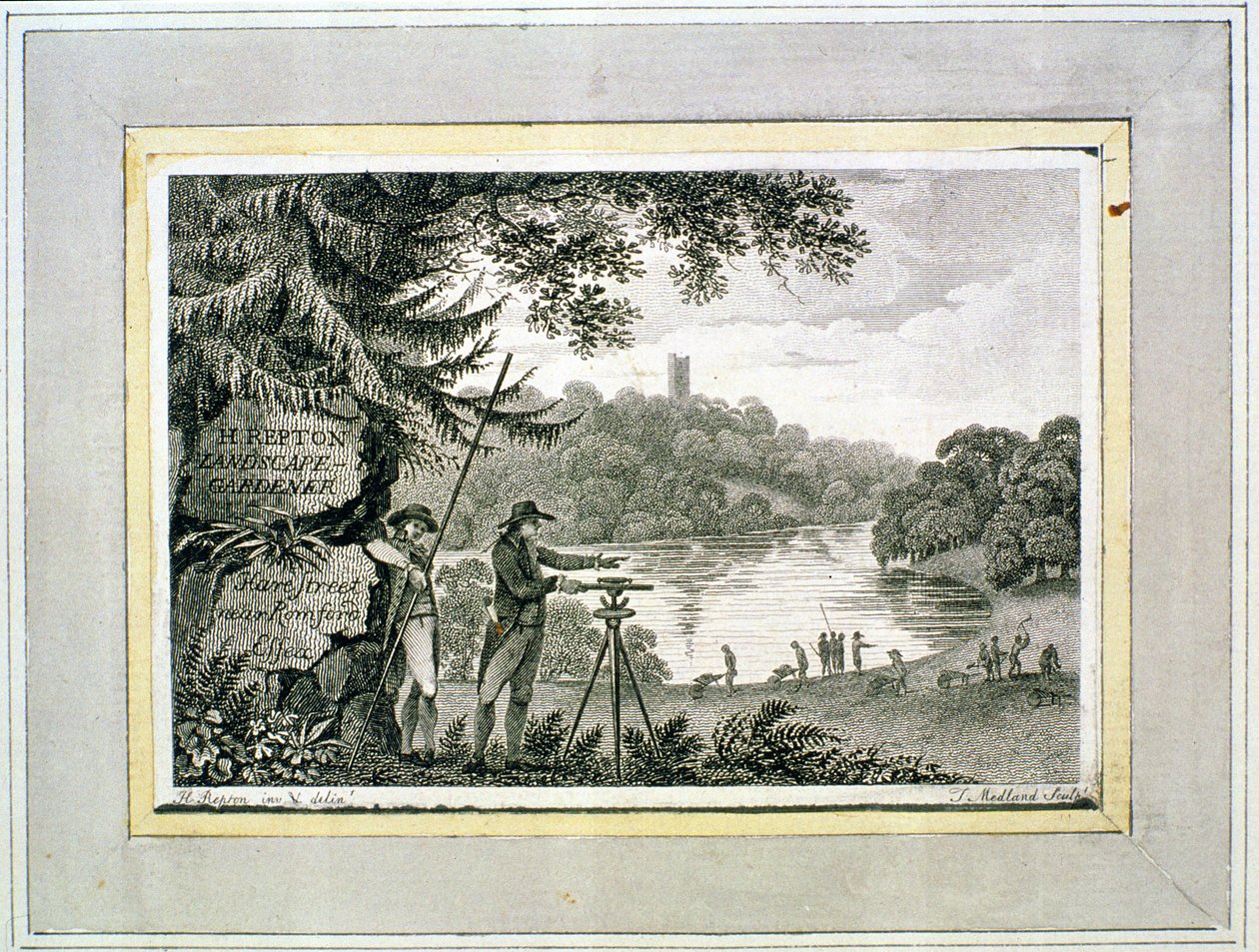 Vizitka Humphreyho Reptona, vyrytá Thomasem Medlandem (fl. 1808-22) od Humphry Repton
