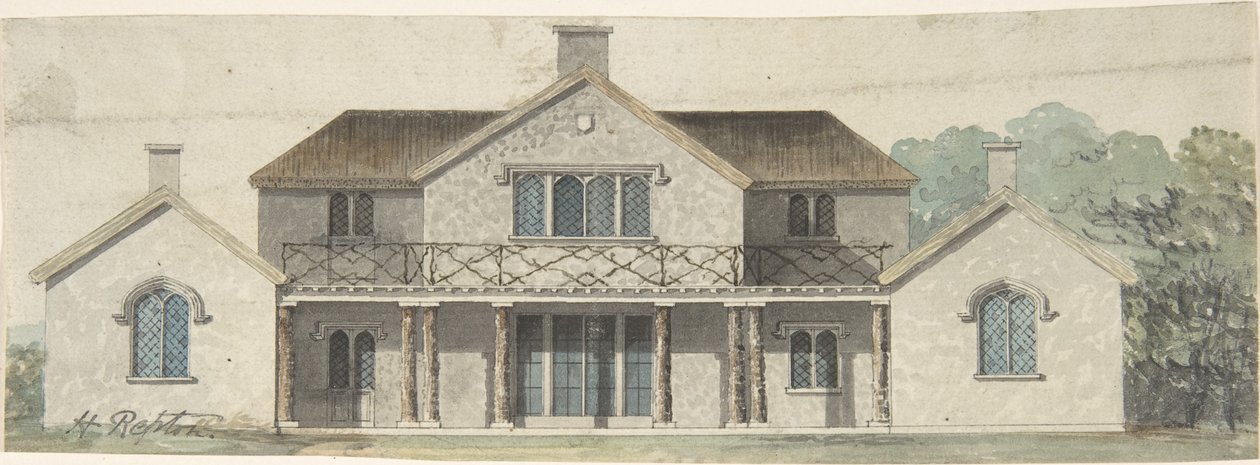 Návrh na okrasnou chatu v tudorovském stylu od Humphry Repton