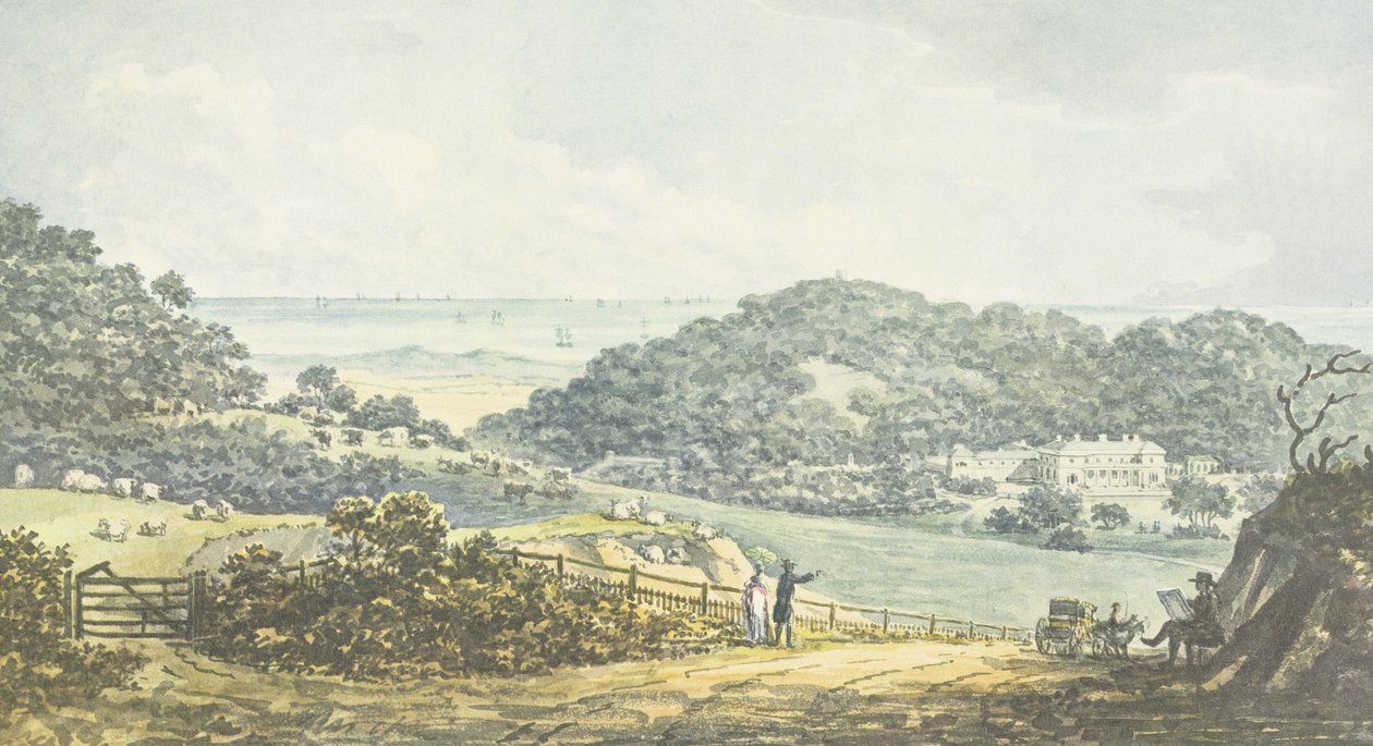 Panoramatický "po" pohled, z Červené knihy pro Antony House, c.1812 od Humphry Repton