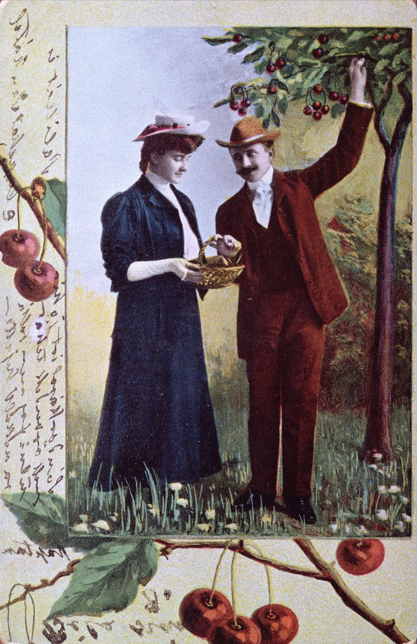 Pár sbírá třešně, kolem roku 1908 od Hungarian School