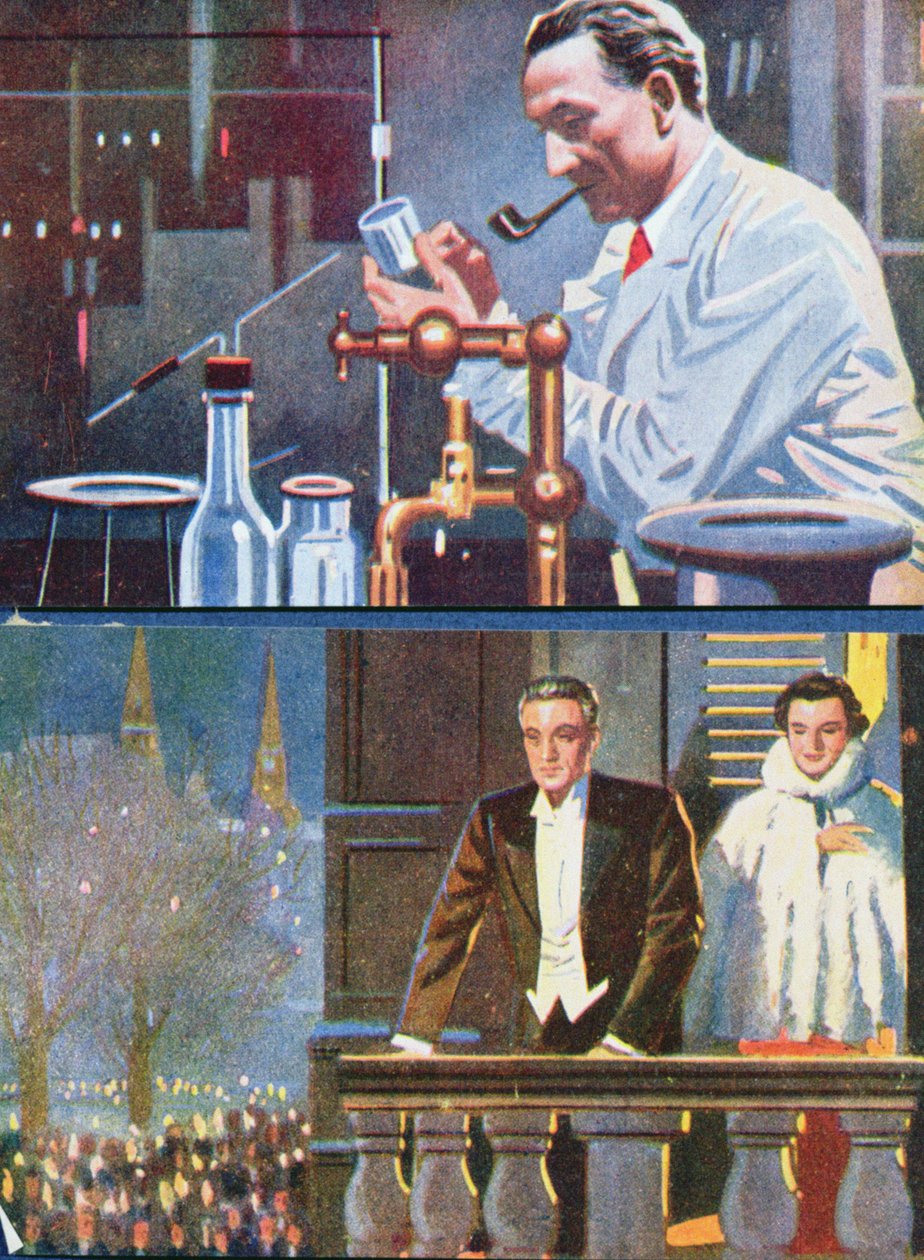 Albert von Szent-Gyorgyi (1893-96) ve své laboratoři a slaví své Nobelovy ceny v roce 1937 od Hungarian School