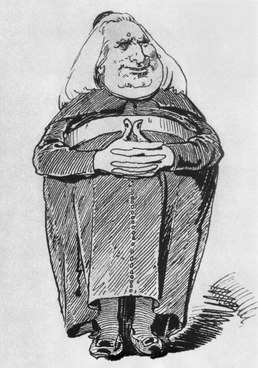 Franz Liszt (1811-86) jako opat, karikatura z Borsszem Janko, 27. července 1870 od Hungarian School