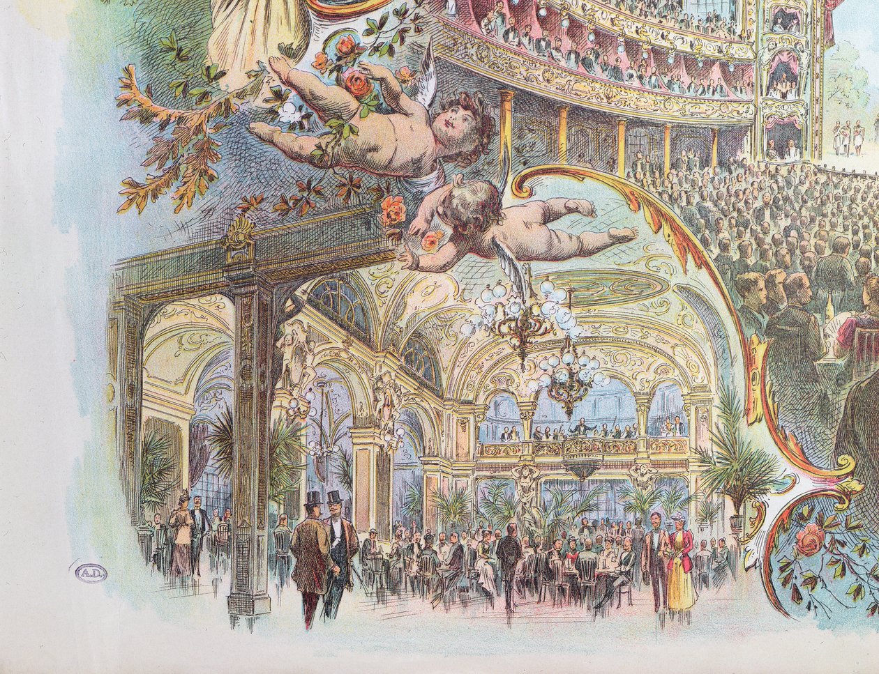 Pohledy do interiéru Somossy Orfea v Budapešti, konec 19. století od Hungarian School