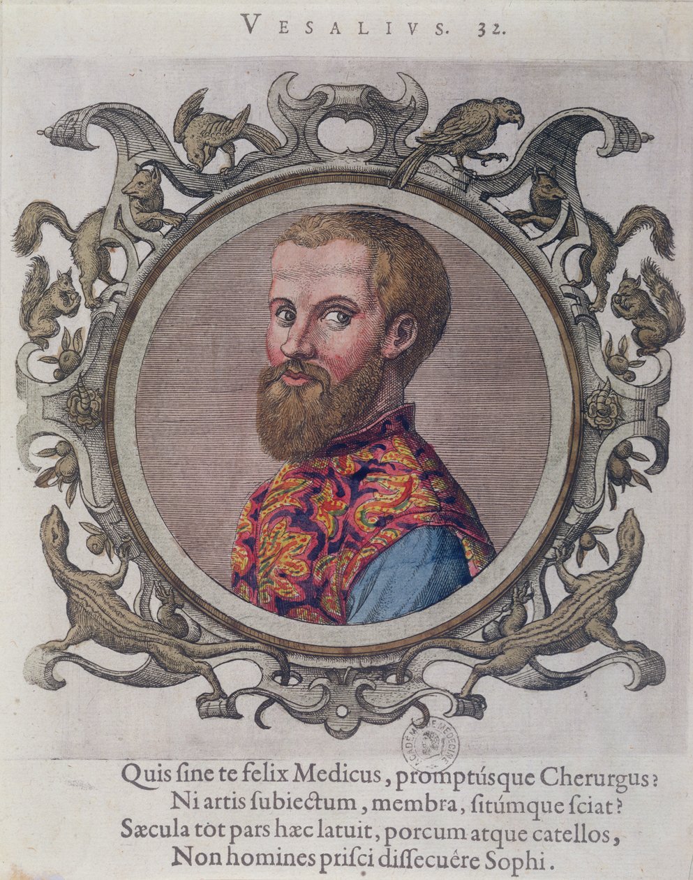 Portrét Andrease Vesalia (1514-64) z Recueil des Portraits de Medecins od maďarského lékaře Sambucus, 1574 od Hungarian School