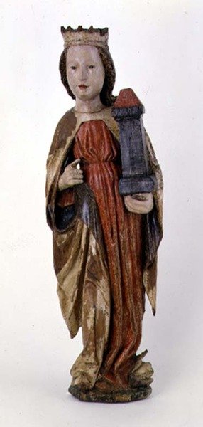 Svatá Barbora, z Kassa, 1450-60 (malované dřevo) od Hungarian School