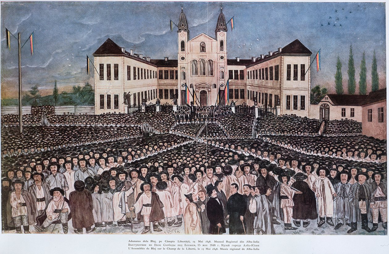 Shromáždění rumunských rolníků v Blaj v Transylvánii 15. května 1848 od Hungarian School