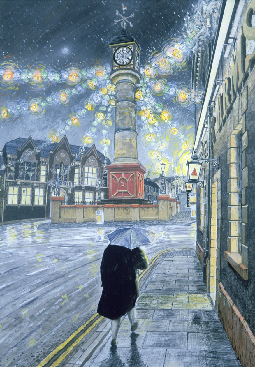 A December Dusk at Tredegar, 1992 (kvaš na kartě) od Huw S. Parsons
