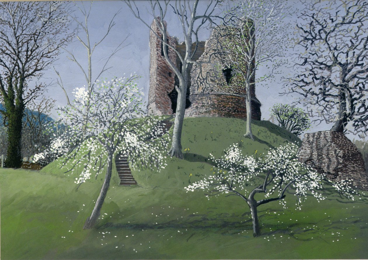 Longtown Castle, 1992 (kvaš na kartě) od Huw S. Parsons