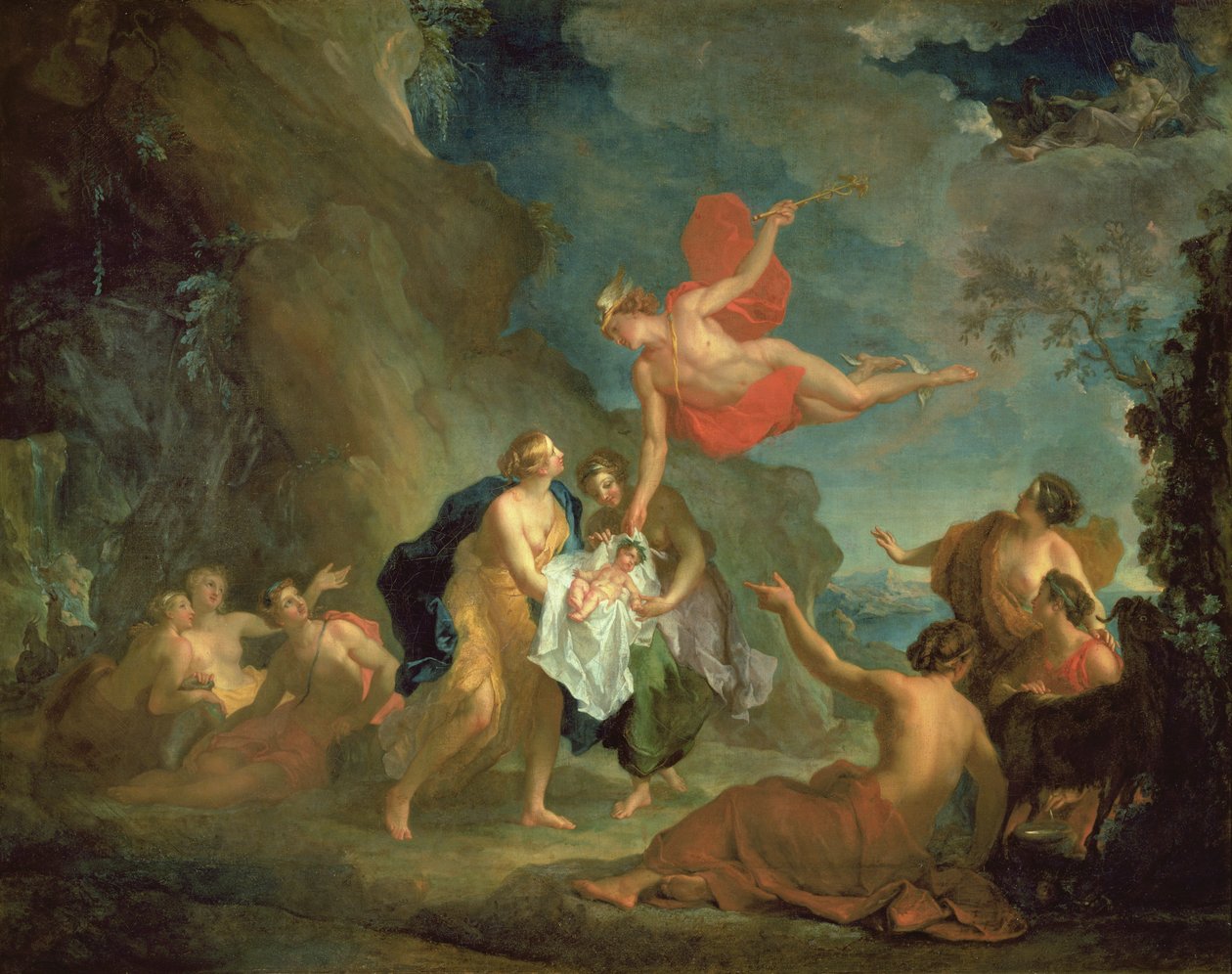 Dítě Bakchus, které Merkur odevzdal nymfám na ostrově Naxos od Hyacinthe Collin de Vermont