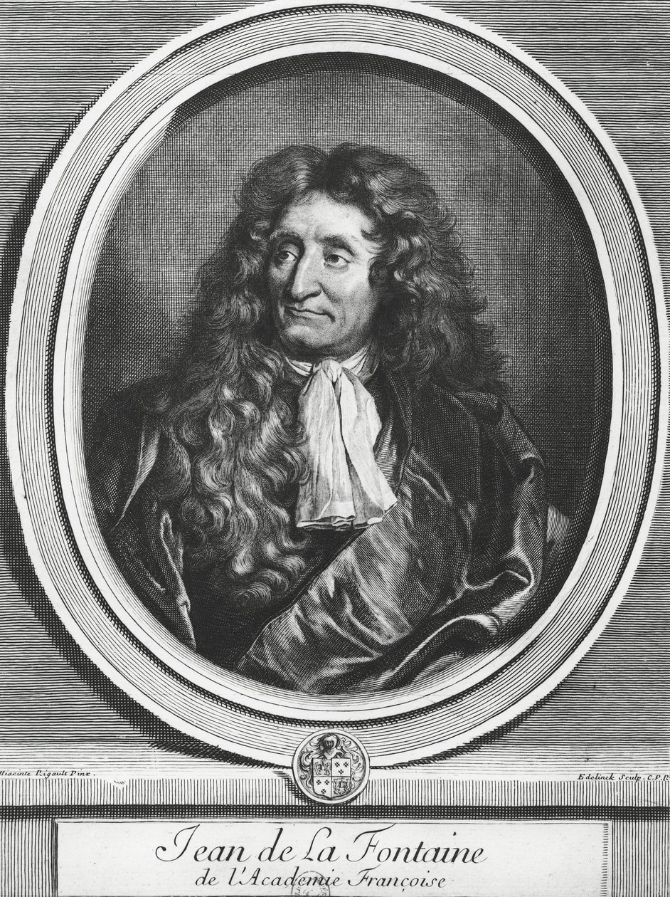 Jean de La Fontaine (1621-95) rytý Gerard Edelinck (1640-1707) od Hyacinthe Francois Rigaud