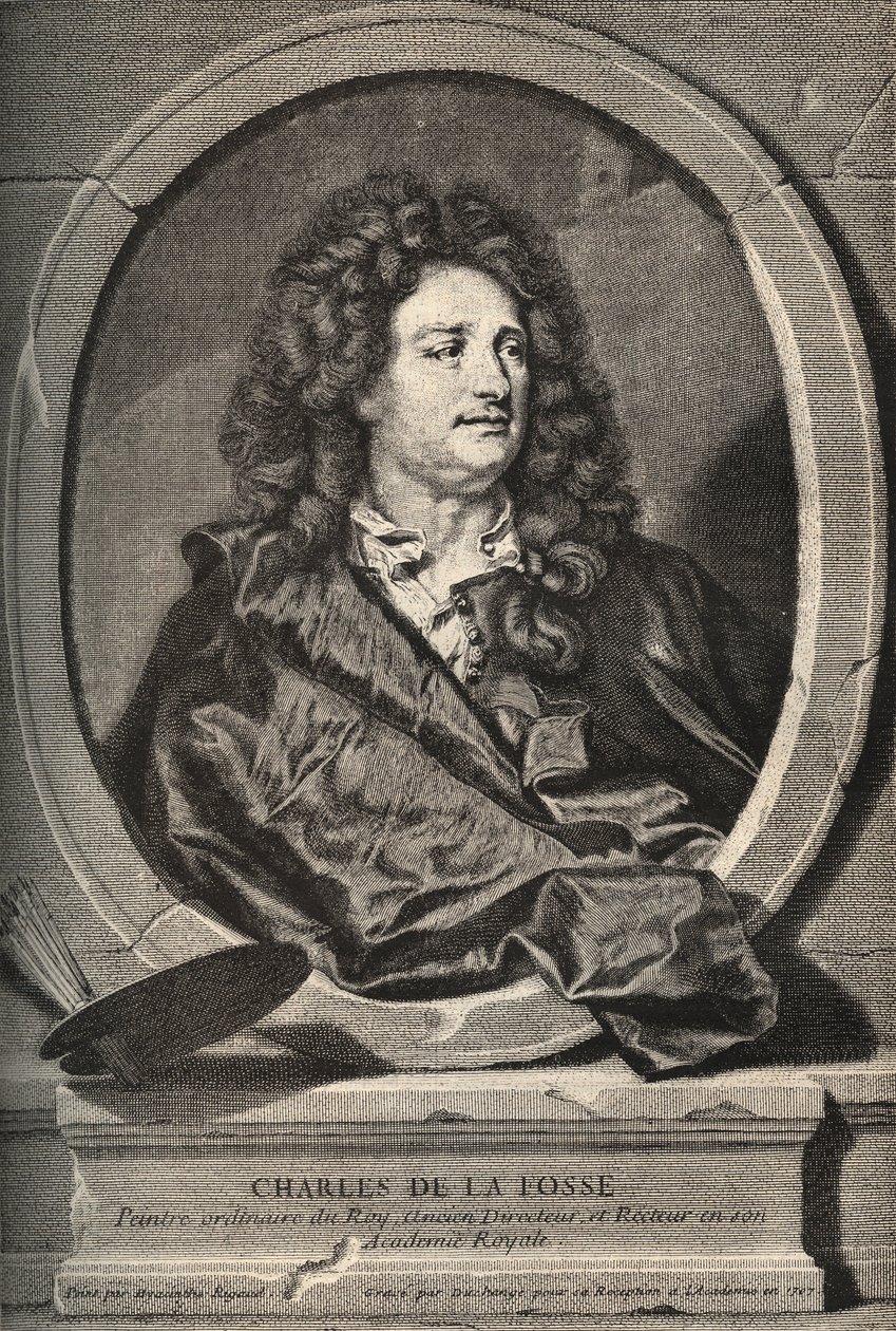 Portrét Charlese de La Fosse (1636-1716) francouzský malíř - rytina Dumchange od H. Rigauda od Hyacinthe (after) Rigaud