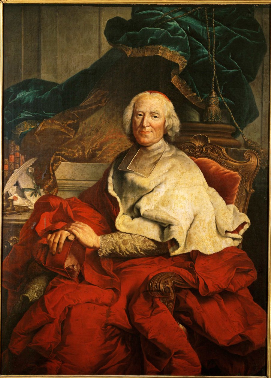 Kardinál Andre-Hercule de Fleury, nejvyšší ministr krále Ludvíka XV... (olej na plátně) od Hyacinthe (studio of) Rigaud