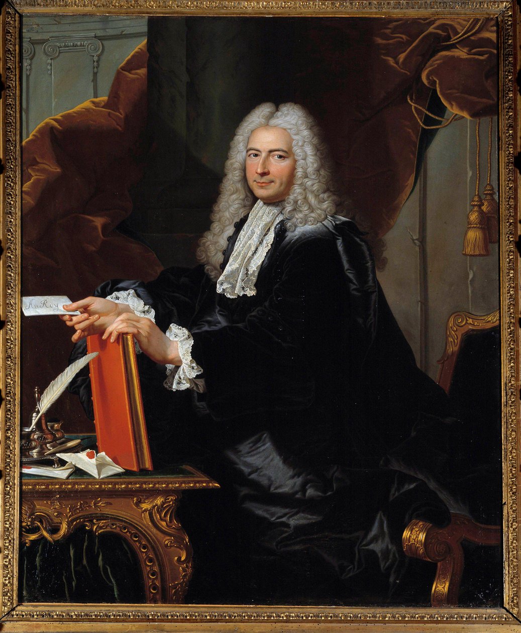 Portrét Philiberta Orryho (1689-1747) Malba finančního kontrolora v dílně Hyacinthe Rigaud (1659-1743) 18. století. Ztlumit. 1,46 x 1,12 m. Versailles, Musee du Chateau - Portrét Philiberta Orryho (1689-1747), generálního finančního kontrolora (nebo min. od Hyacinthe (studio of) Rigaud
