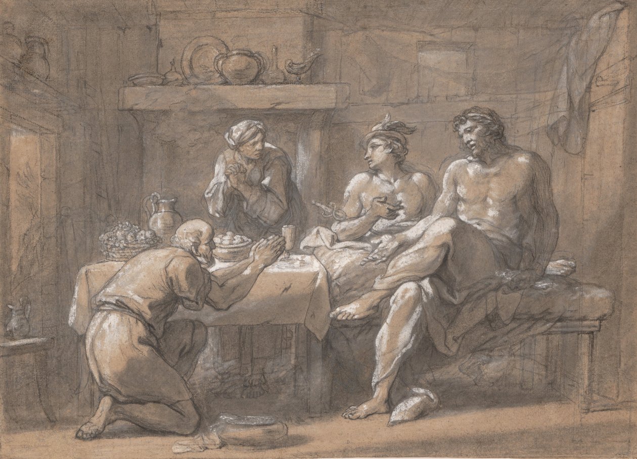 Jupiter a Merkur v domě Baucis a Filemon, 18. století. od Hyacinthe Collin de Vermont