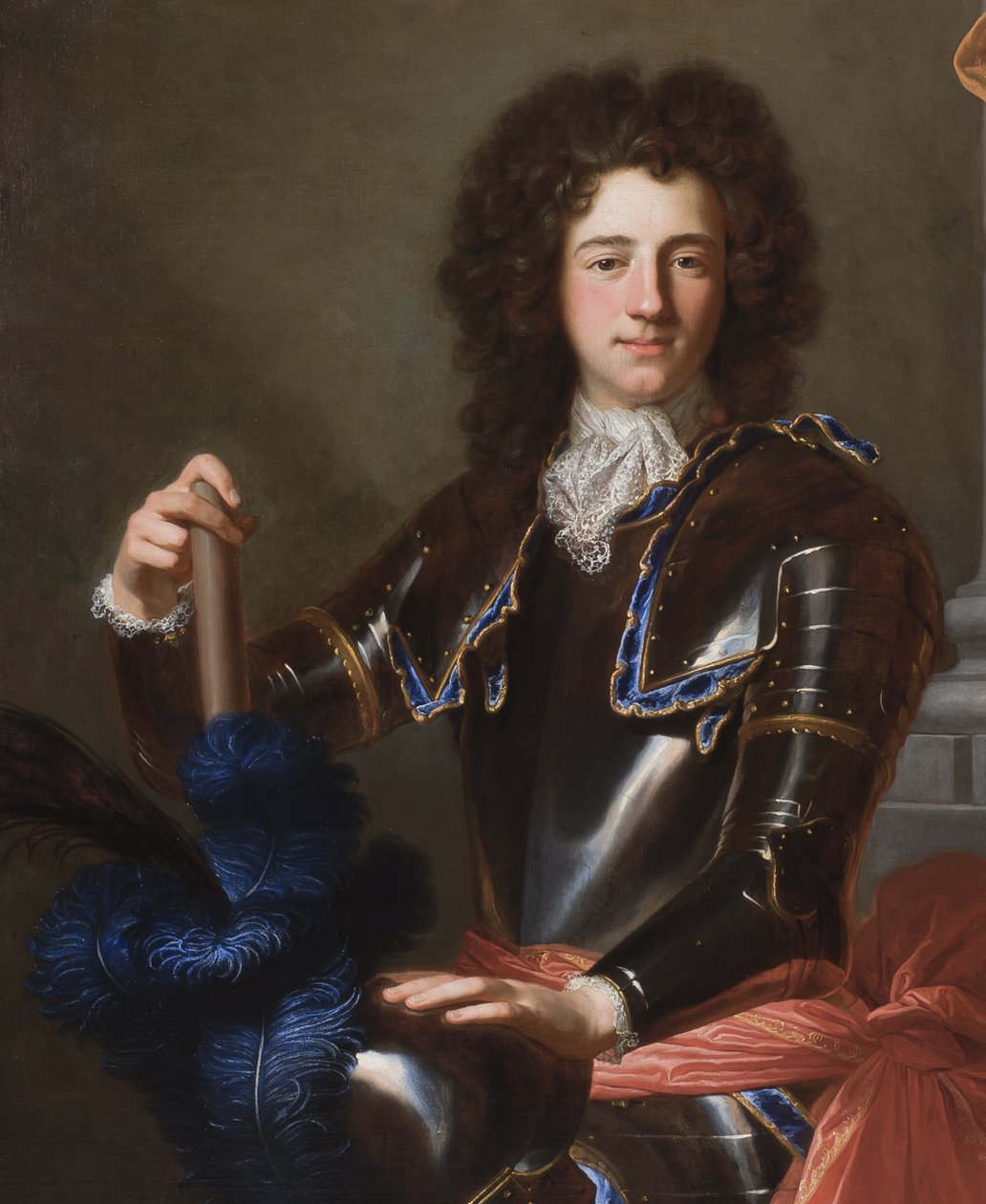 Detail portrétu Henryho Bentincka, pozdějšího 1. vévody z Portlandu, 1699 od Hyacinthe Francois Rigaud