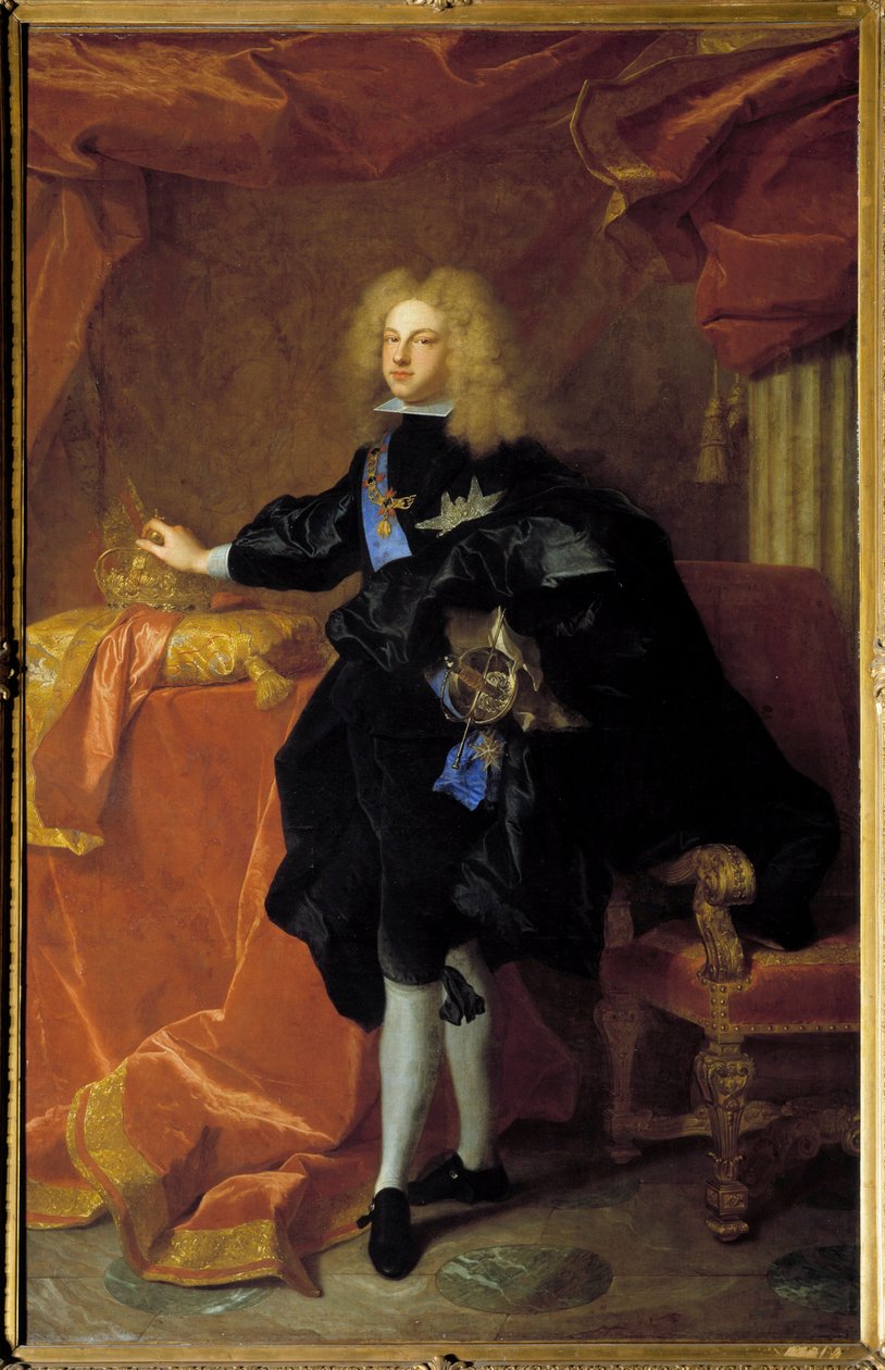 Portrét u nohou Filipa V. (1683-1746) španělského krále Malba Hyacinthe Rigaud (1659-1743) 1701 Sun. 2,30 x 1,94 m od Hyacinthe Francois Rigaud