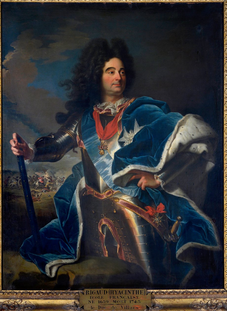 Portrét Louise Clauda Hectora vévody z Villars, marechal z Francie (1652-1734) Má náhrdelník Řádu zlatého rouna (1659-1743) ca. 1714 od Hyacinthe Francois Rigaud