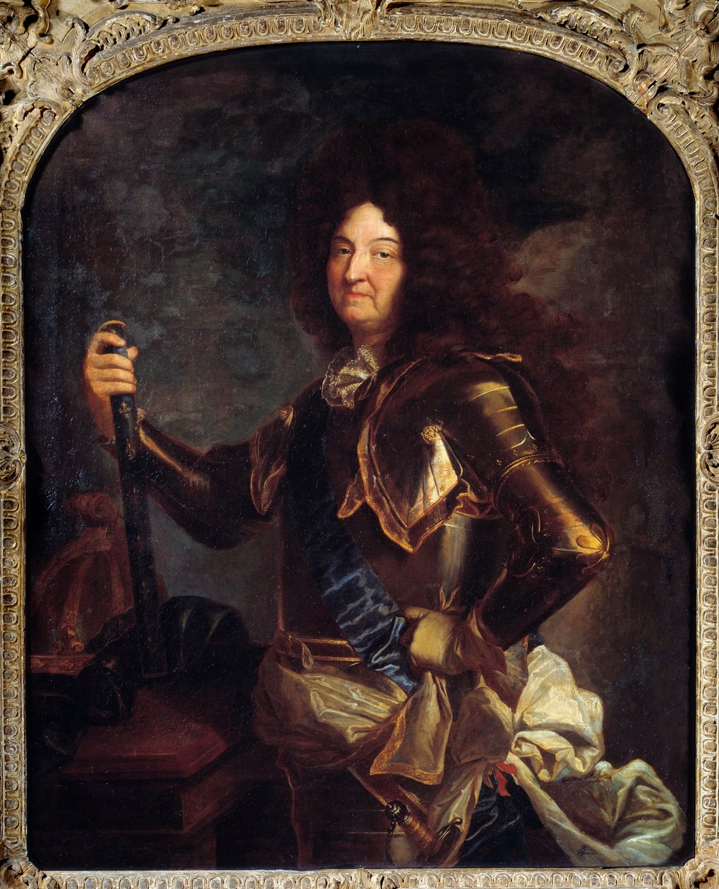 Portrét francouzského krále Ludvíka XIV. (1638-1715), v brnění Obraz Hyacinthe Rigaud (1659-1743) 18. století Sun. 2,21x1,3m od Hyacinthe Francois Rigaud