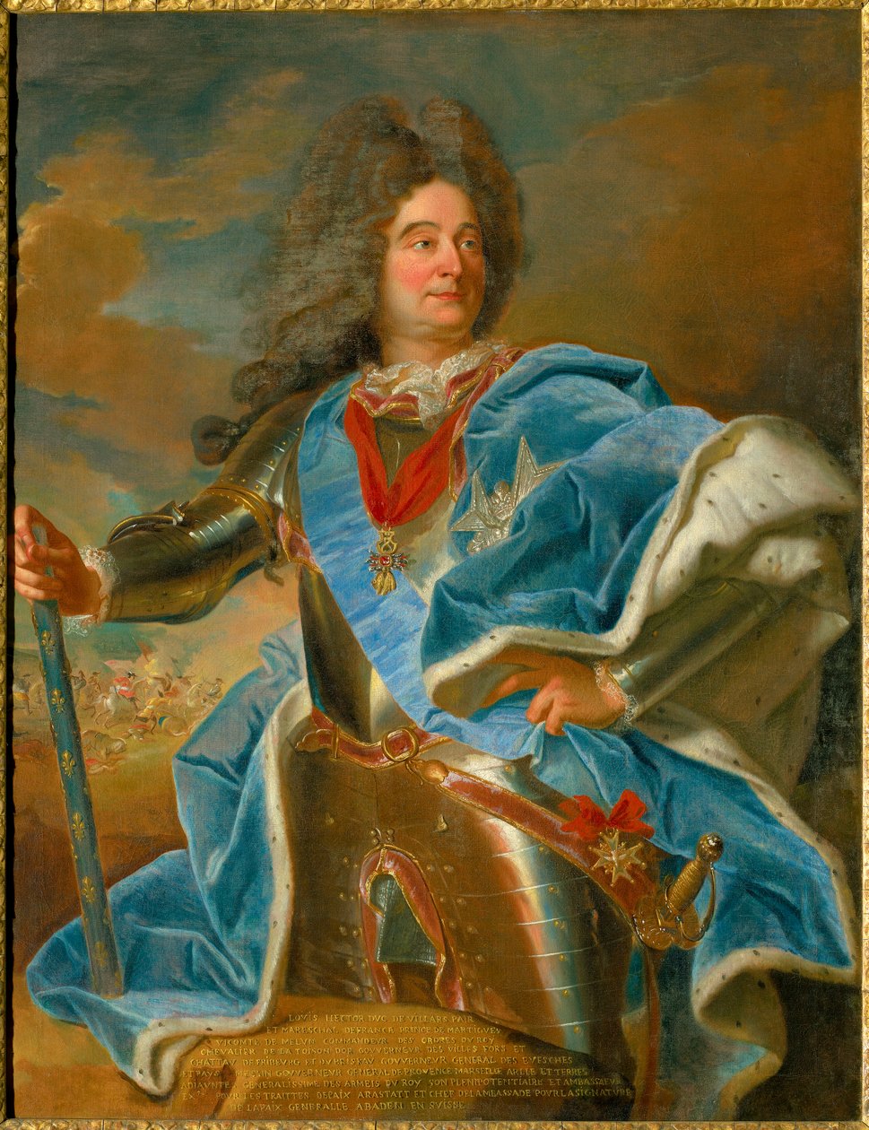 Portrét marechala z Villars (1653-1734) dokonce i Francie Obraz Hyacinthe Rigaud (1659-1743) Chateau de Vaux le Viscount z 18. století. od Hyacinthe Francois Rigaud
