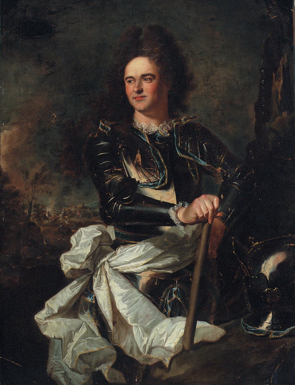 Portrét hraběte d"Evreux s maršálskou taktovkou a šerpou Řádu svatého Esprita od Hyacinthe Francois Rigaud