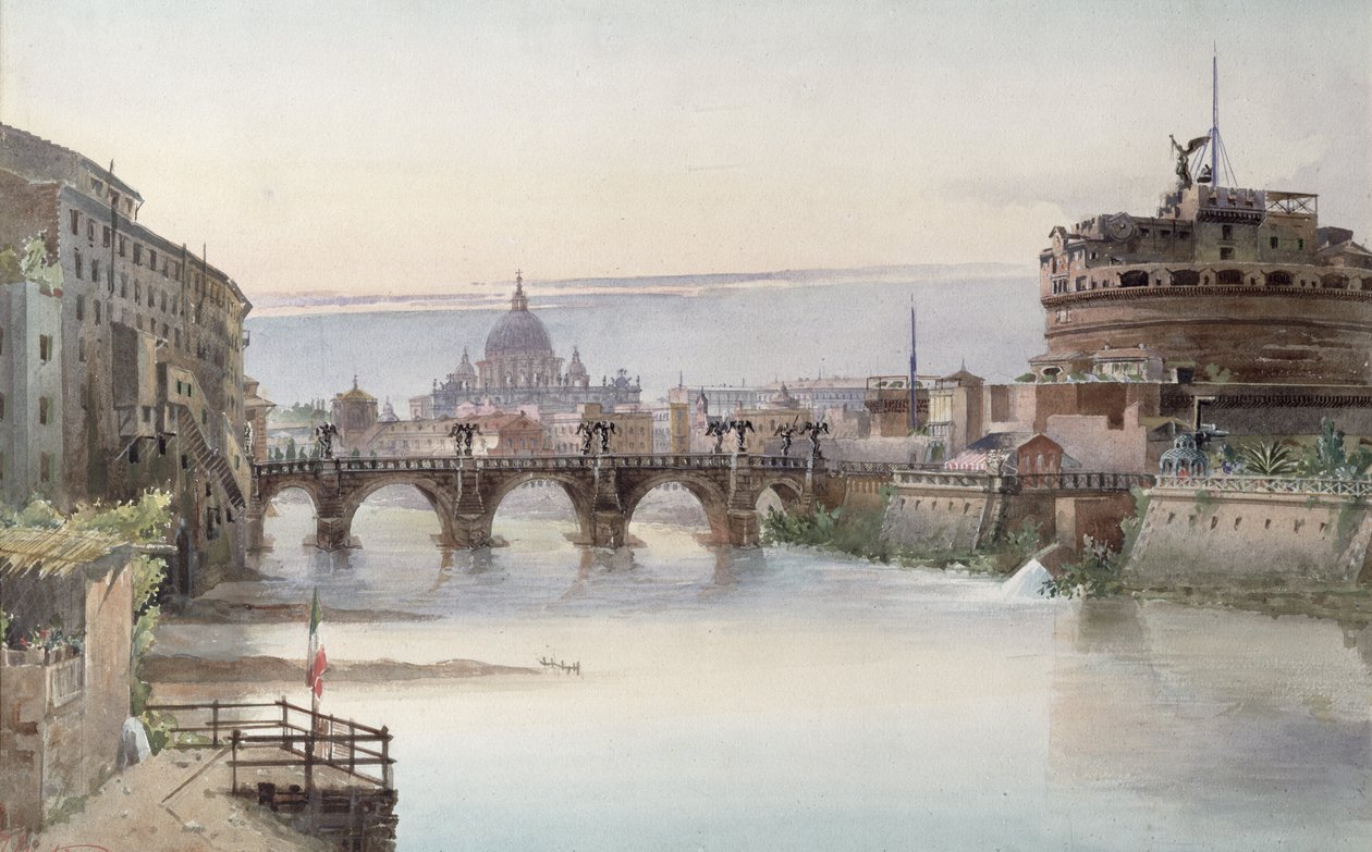 Pohled na Řím, 1860 (wc) od I. Martin