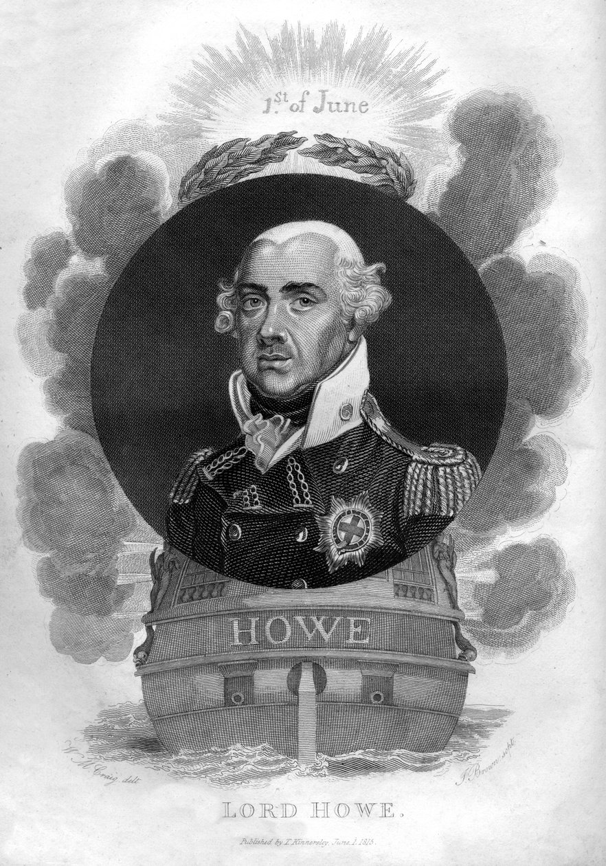 Admirál Richard Howe, 1. Earl Howe, 1726-1799, anglický admirál, 1816. od I. Brown