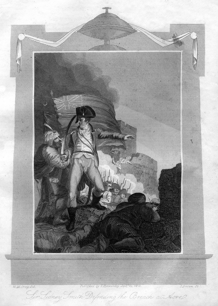 Sir Sydney Smith 1764-1840 bránící průlom v Acre, 1816. od I. Brown
