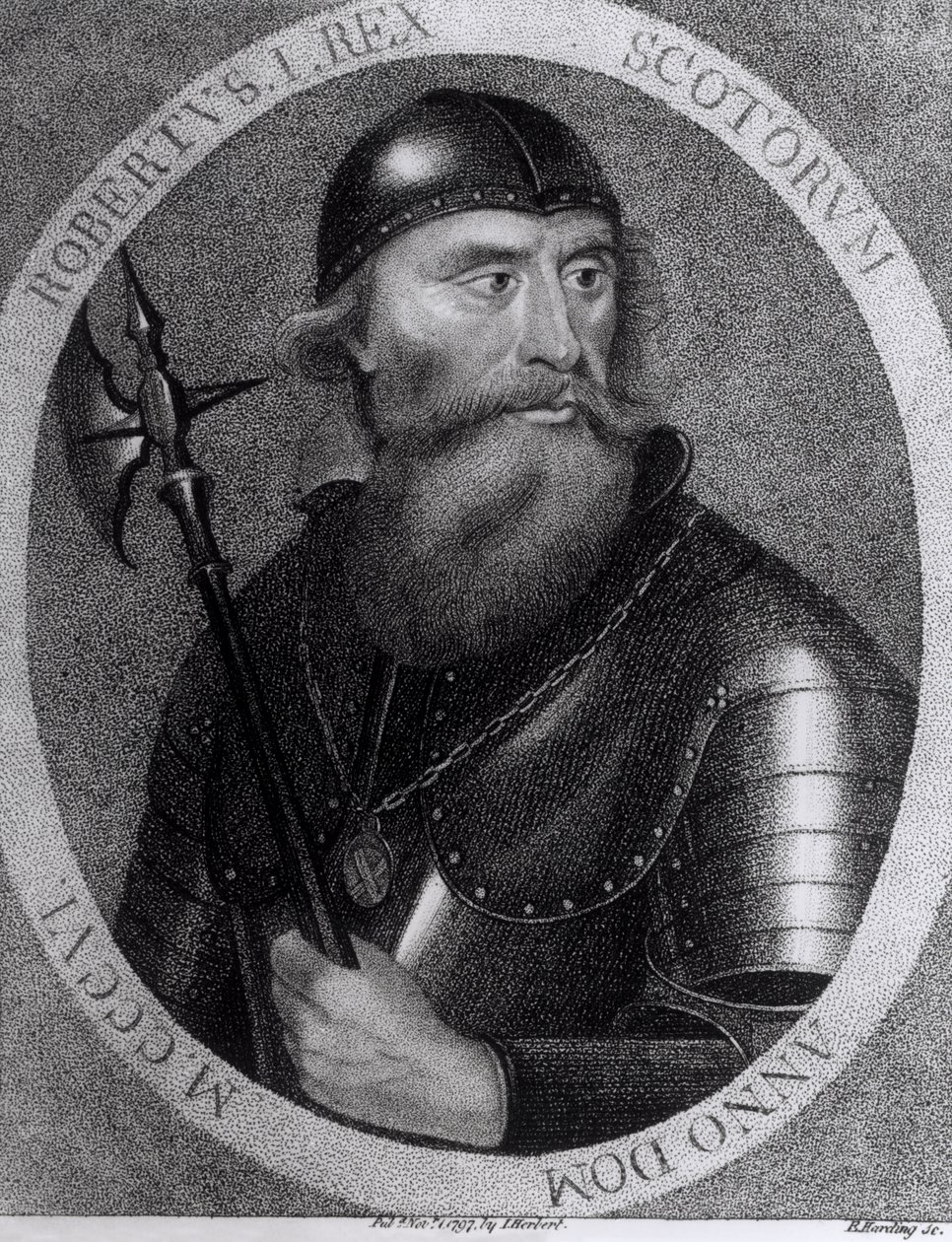 Portrét skotského krále Roberta I. (1274-1329) vyrytý E. Hardingem, 1. listopadu 1797 od I Herbert