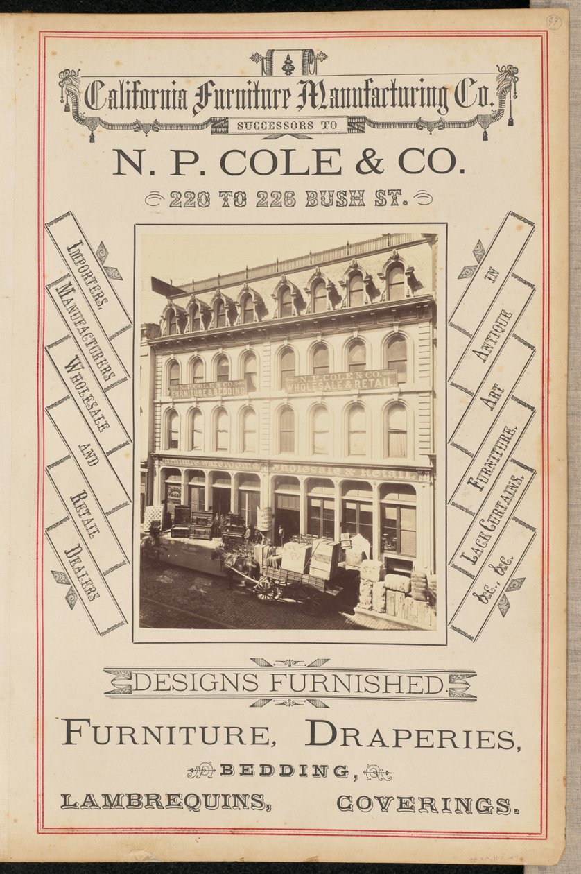 [California Furniture Manufacturing Company, San Francisco] od I. W. Taber
