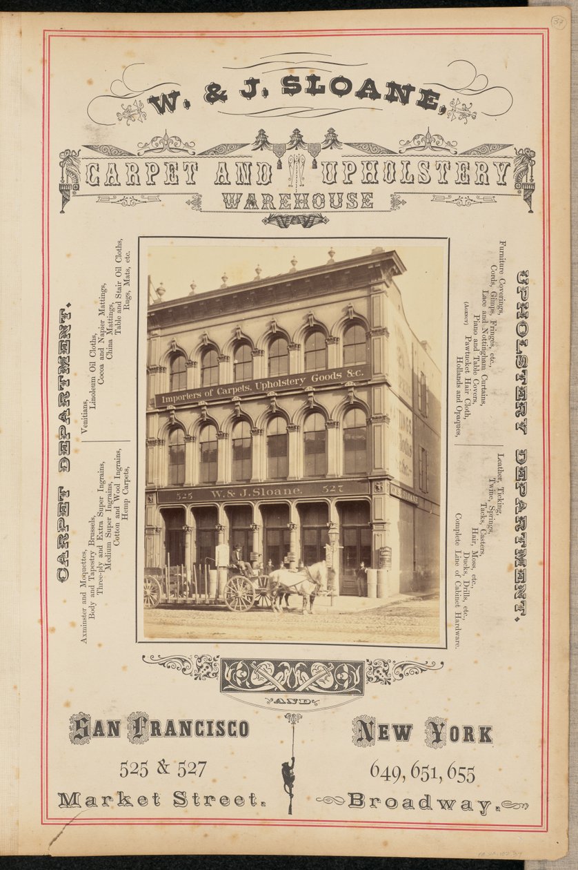 [W. and J. Sloane Carpet and Upholstery Warehouse, San Francisco] od I. W. Taber