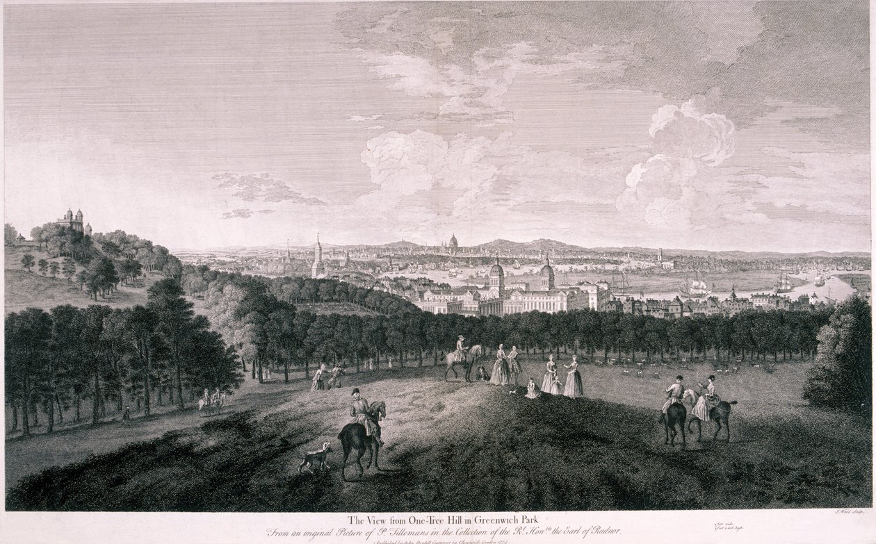 Pohled z Greenwich Park, Londýn, c1774 od I Wood
